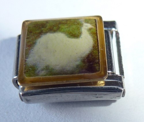 White peacock italian charm - peacock,