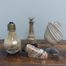 Alum Bay Sand Brandy Glass Lighthouse Light Bulb Shoe Isle of Wight Vintage