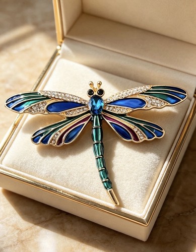 Dragonfly brooch with blue