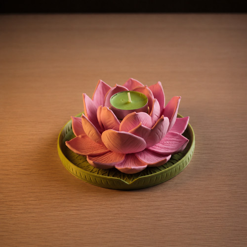 Printed lotus candle holder - lotus,