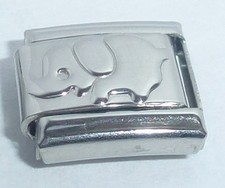Silver ELEPHANT Italian Charm 9mm - fits classic starter bracelets N296 Shiny