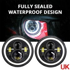Set 7" Inch HALO Angel Eyes LED DRL Headlights For Land Rover Defender 90 110