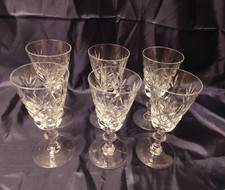 Set of 6 Beautiful Cut Lead Crystal Wine Glasses ~ Excellent Condition