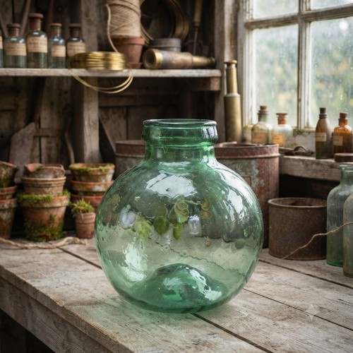 Viresa green glass demijohn - green,