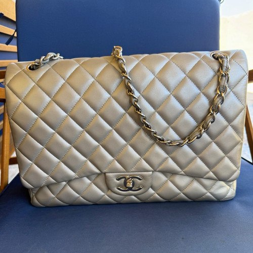 Chanel double flap - chanel, grey