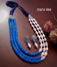 indian jewellery set blue and silver beads