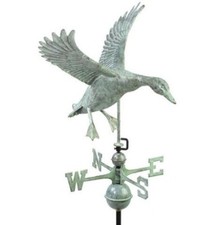 Large Landing Duck Copper/ Verdigris Finish Weathervane