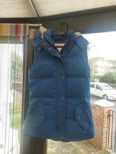 Fat Face Blue Down Filled Hooded Gilet Ladies UK6 Excellent Used Condition