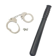 Police Truncheon & Handcuffs Bundle Metal Handcuffs Police Costume Fancy Dress