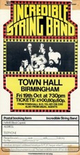 INCREDIBLE STRING BAND 1973 CONCERT BOOKING FORM
