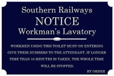 Southern Railway Train Lavatory Notice Retro style New Metal sign/plaque, toilet