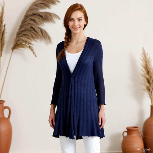 Boho cardigan blue fine knit - blue,