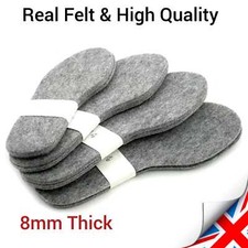 Natural 8mm THICK FELT INSOLES Inner for Boots, Shoes Men Lady Unisex All Sizes