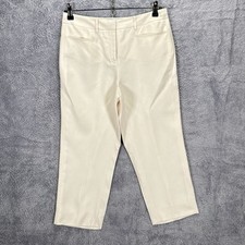 Jaeger Cropped Trousers UK 10 100% Silk Cream Wide Leg capri 3/4 length summer