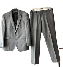 Jones Modern Grey 100% Wool 3 Piece Suite Size 40"Chest/W34" In VGC