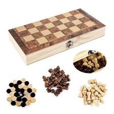 Large Chess Wooden Set Folding