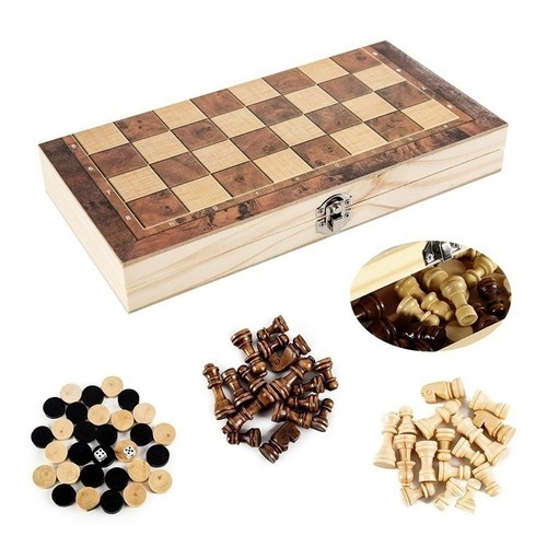 Large chess wooden set - large, folding