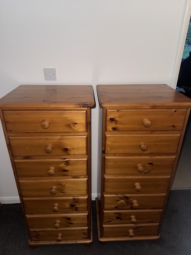 Pair solid pine - tallboy, chests