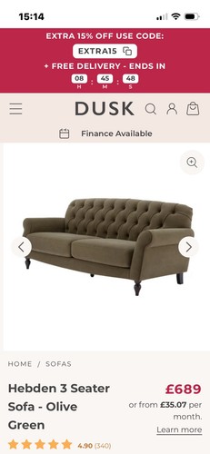 Dusk hebden seater sofa - hebden,