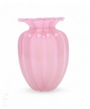 Vtg Franco Moretti Pink & White Cased Vase Mid Century Modern Murano 16cm ExCond