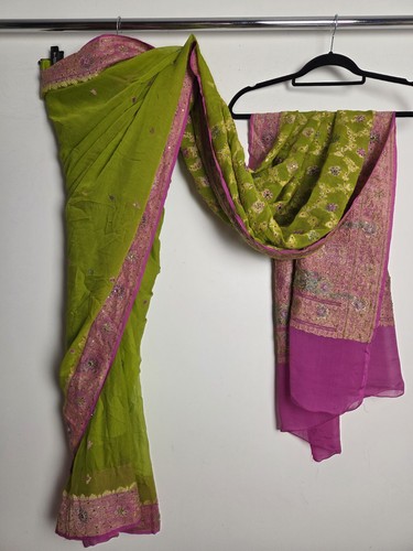 Green and pink partywear - and,