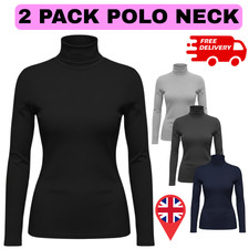 LADIES WOMENS  POLO NECK ROLL