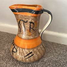 Art Deco Myott Son & Co Large Hand Painted Jug Vase