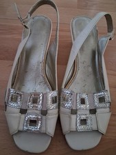 Ladies 1960s Style Vintage White And Silver Slingback Shoes Size 5 Lotus. Mod