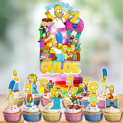 Simpsons cupcake cake topper - cupcake,