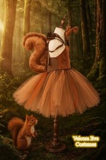U-A3-2 Girls Squirrel Cute Woodland Costume w/ Headpiece & Tail 6M -12 Yrs