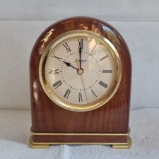 KIENINGER WALNUT FINISH WOOD AND BRASS MANTEL CLOCK Desk Arch Shape