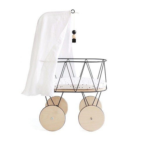 Wooden children dolly - wooden, cot