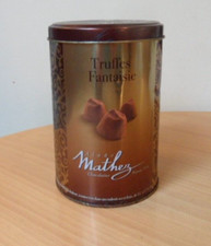 RETRO ALAUS MATHEZ CHOCOLATIER FANCY DUSTED TRUFFLES - EMPTY TIN