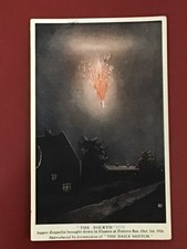 EARLY WW1 MILITARY POSTCARD - SUPER ZEPPELIN BOUGHT DOWN POTTERS BAR 1916