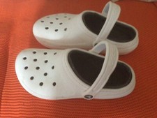 Crocs Dual Comfort White Grey Fleece Lined Clog Croc - UK 6 unisex Adult