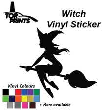 Witch Novelty Cute Decal/Sticker VARIOUS COLOURS/SIZES Halloween Bottle Wall Car