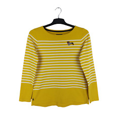 Joules Size 10 Mustard Striped Embroidered Dachshund Sausage Dog Long Sleeve Top