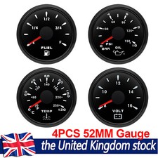 4 Gauge Set 52mm Fuel Water Temp Volt Oil Pressure For Car Truck Boat 7Colors UK