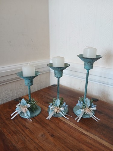 Set vintage brass teal - 3,