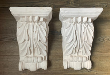 2 Vintage CAST PLASTER CORBELS Architectural Salvage Mexico Carved Wall Sconces