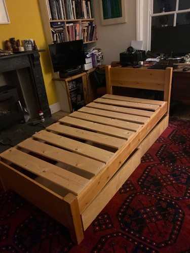 Pine wooden single bed - , with