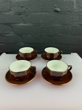 4 x Apilco Nescafé Cappuccino Brown and Gold Coffee Cup & Saucer France Set