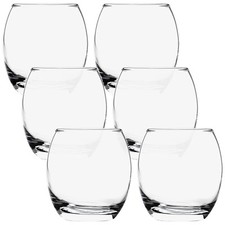 6X Whiskey Tumbler Glasses Set Drinking Scotch Whisky Glass Rolled Rims 405ml