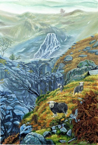 Gouache painting lake - gouache,