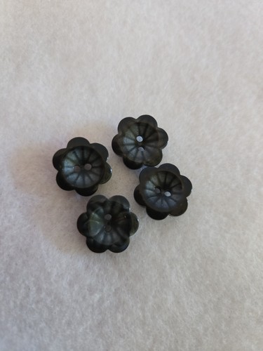Black flower buttons - black, 16mm