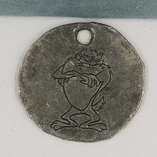 Vintage 1994 Tasmanian devil Pendant Coin Silver Tone