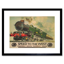 Travel Gwr Railway Train Steam Engine Framed Art Print Picture Mount 12x16 Inch