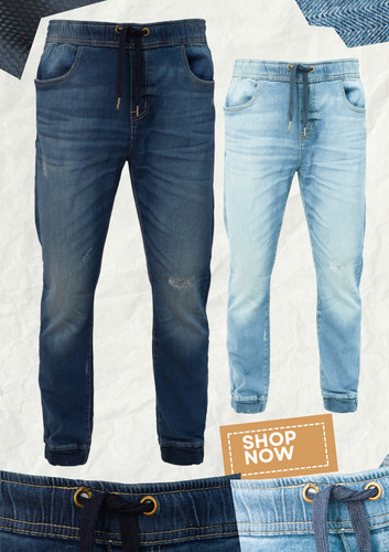Men elasticated denim - men's,