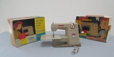 Vintage Vulcan Countess hand operated toy sewing machine work table clamp & box