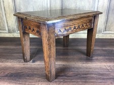VINTAGE CARVED OAK STOOL
